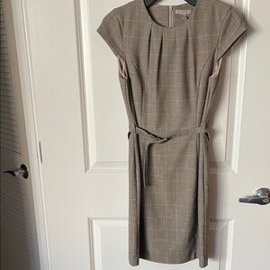 H&M Checkered Taupe Midi Dress